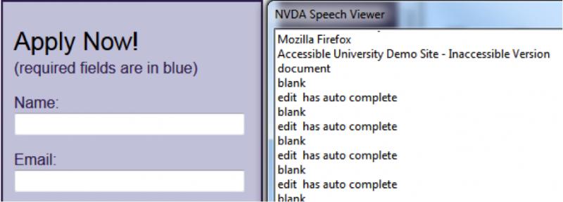 Demo of inaccessible field labels Demo of inaccessible field labels